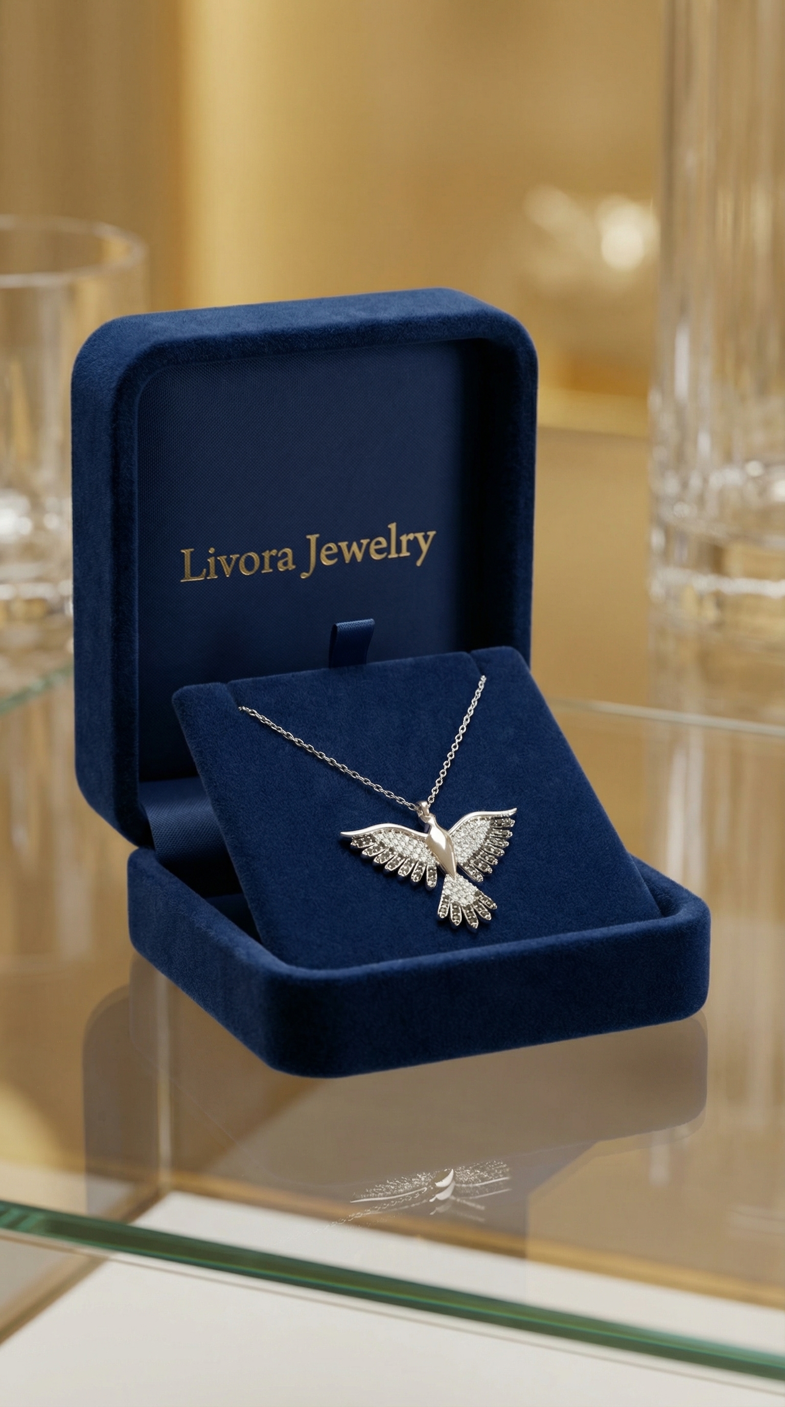 925 Ayar Gümüş Zümrüdüanka Kuşu Figürlü Siyah Beyaz Taşlı Kadın Kolye – Özel Tasarım, Zarif Hediyelik